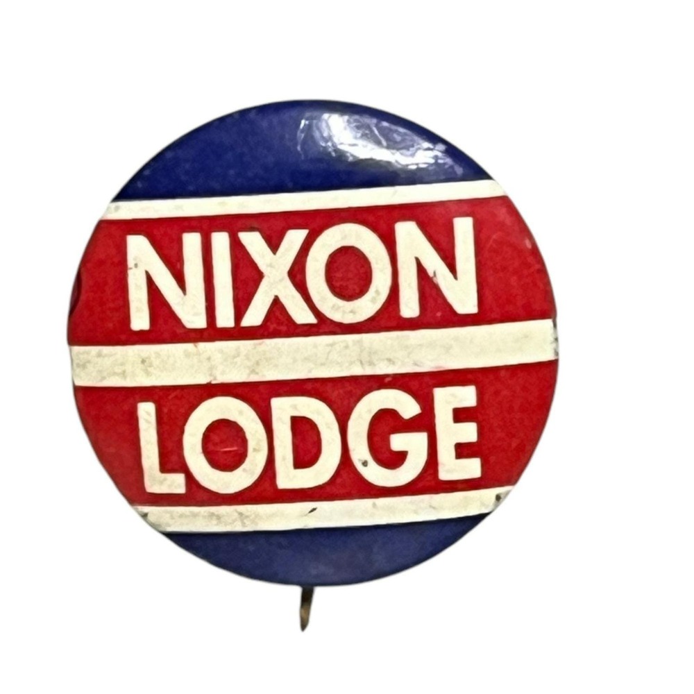 VTG 1960 Nixon Lodge Presidential Political Campaign Small Pin Button Badge
